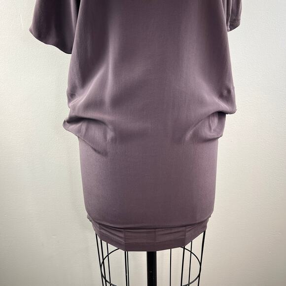 Anthropologie Left of Center Purple Bodycon Dress Boat Neck Short Sleeve M - Picture 3 of 8